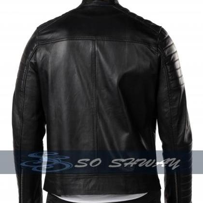 Mens Motorcycle Genuine Lambskin Leather Jacket..