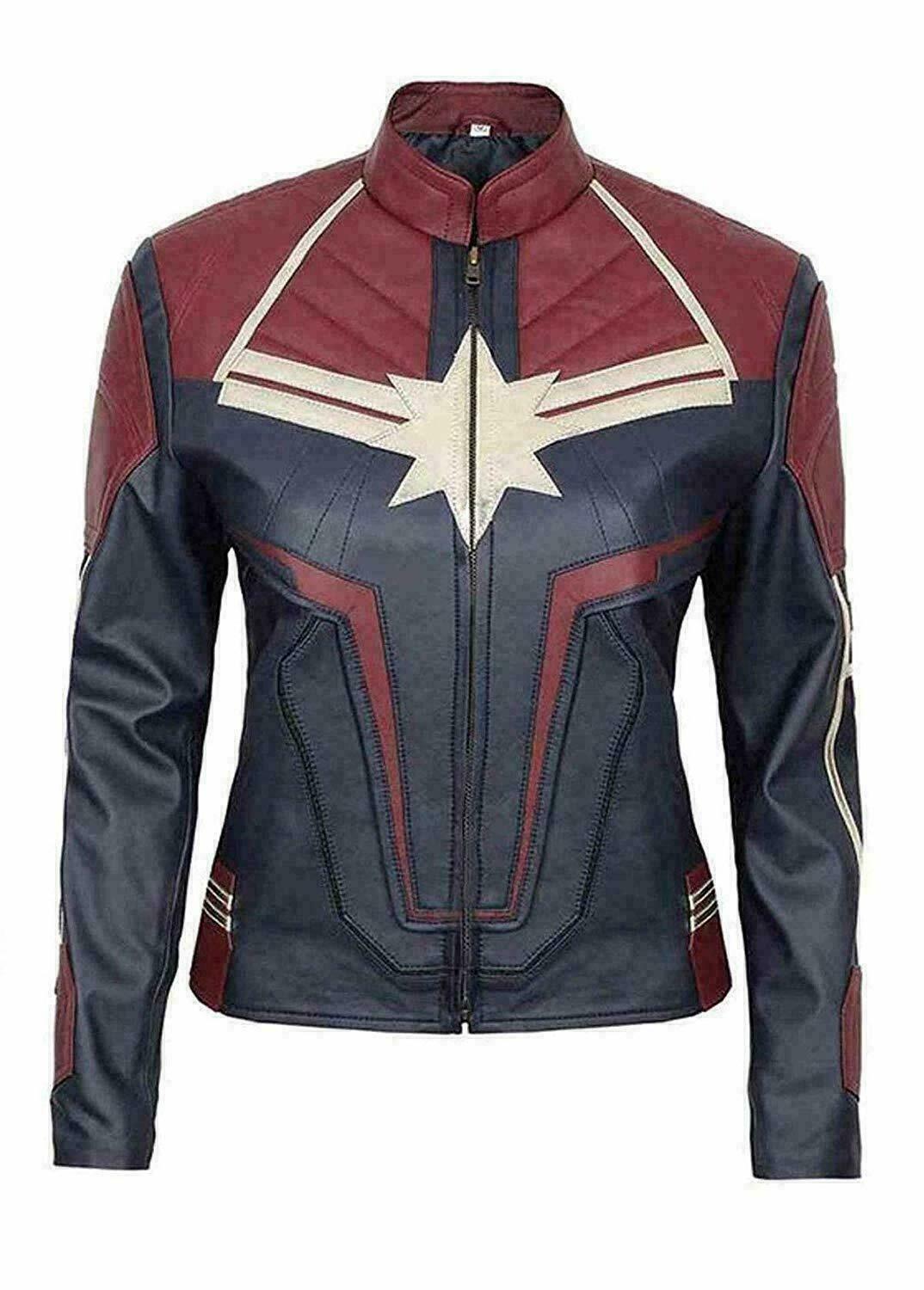 Captain Marvel Avengers Endgame Womens Marvel Costume Faux Leather Jacket